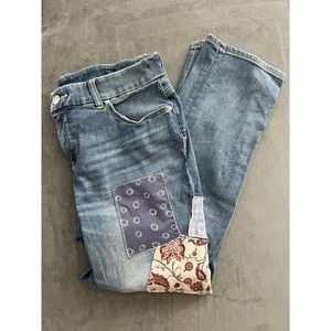 Chico's Patchwork So Slimming Girlfriend Crop Jeans Size 0 Womens 4 6  32 x 26.5